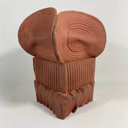 Postmodern 1995 Studio Pottery Artist Signed Abstract Terracotta Vase