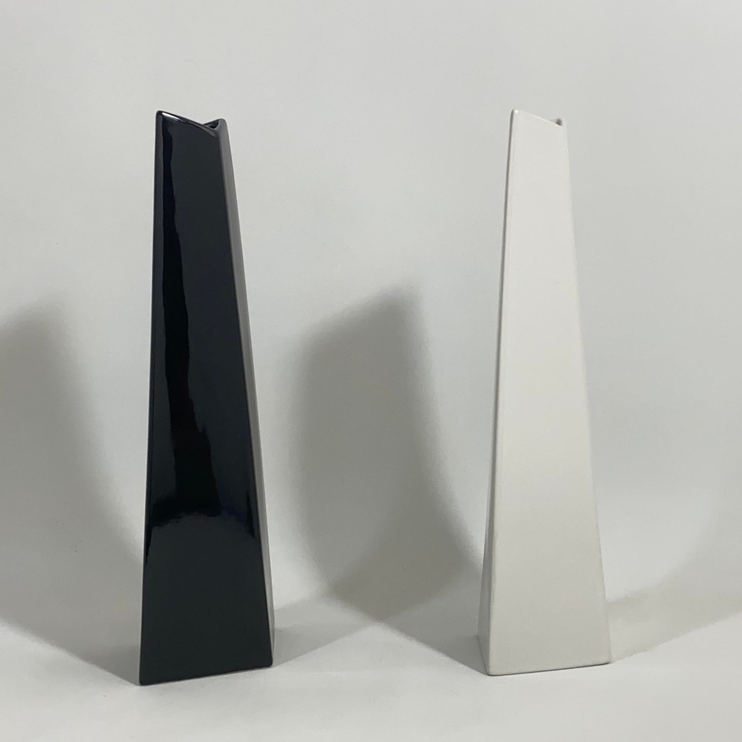Postmodern Slanted Black and White Vase Pair by Studio Nova