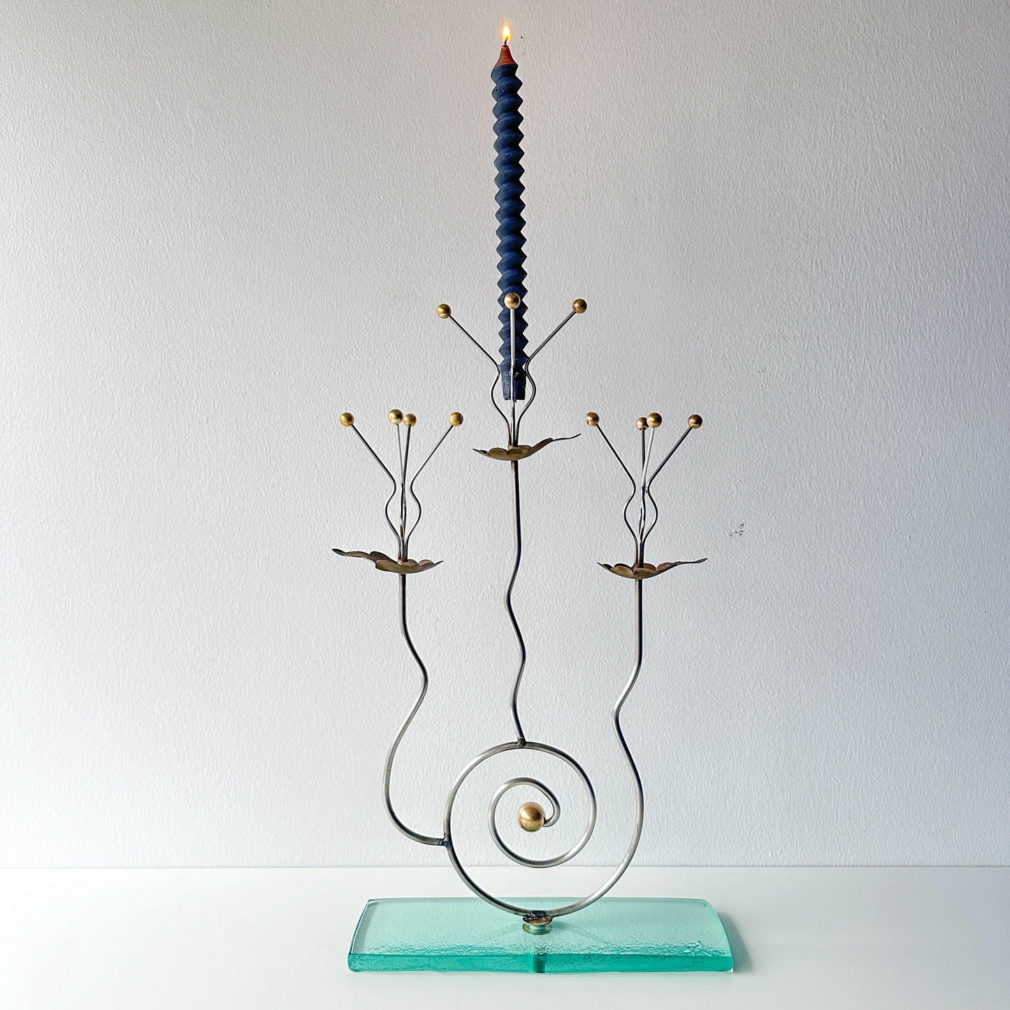 Postmodern Tony Evans(1942-2009) Three Candle Candelabra