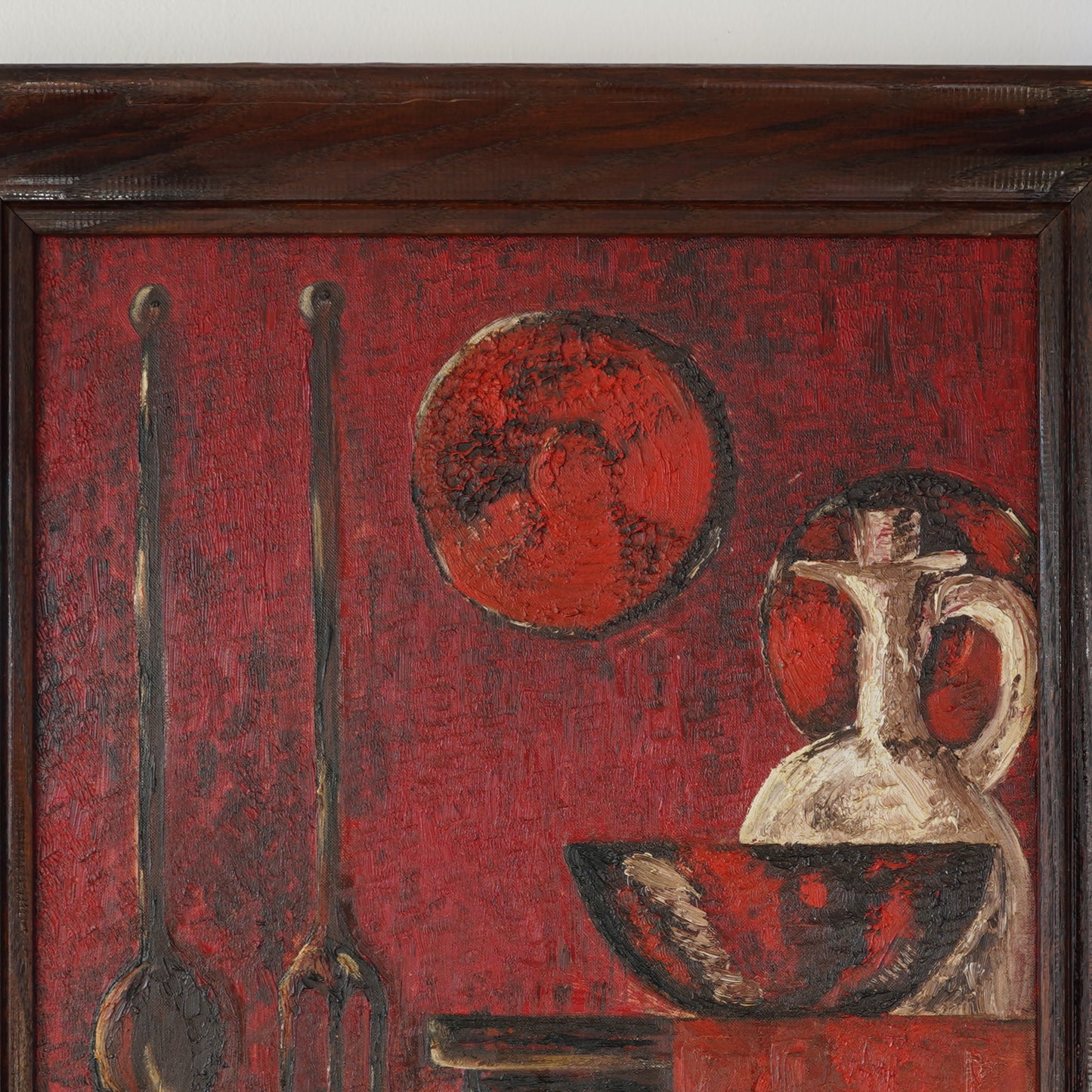 20th Century Vintage Primitive Still Life – Oil on Board