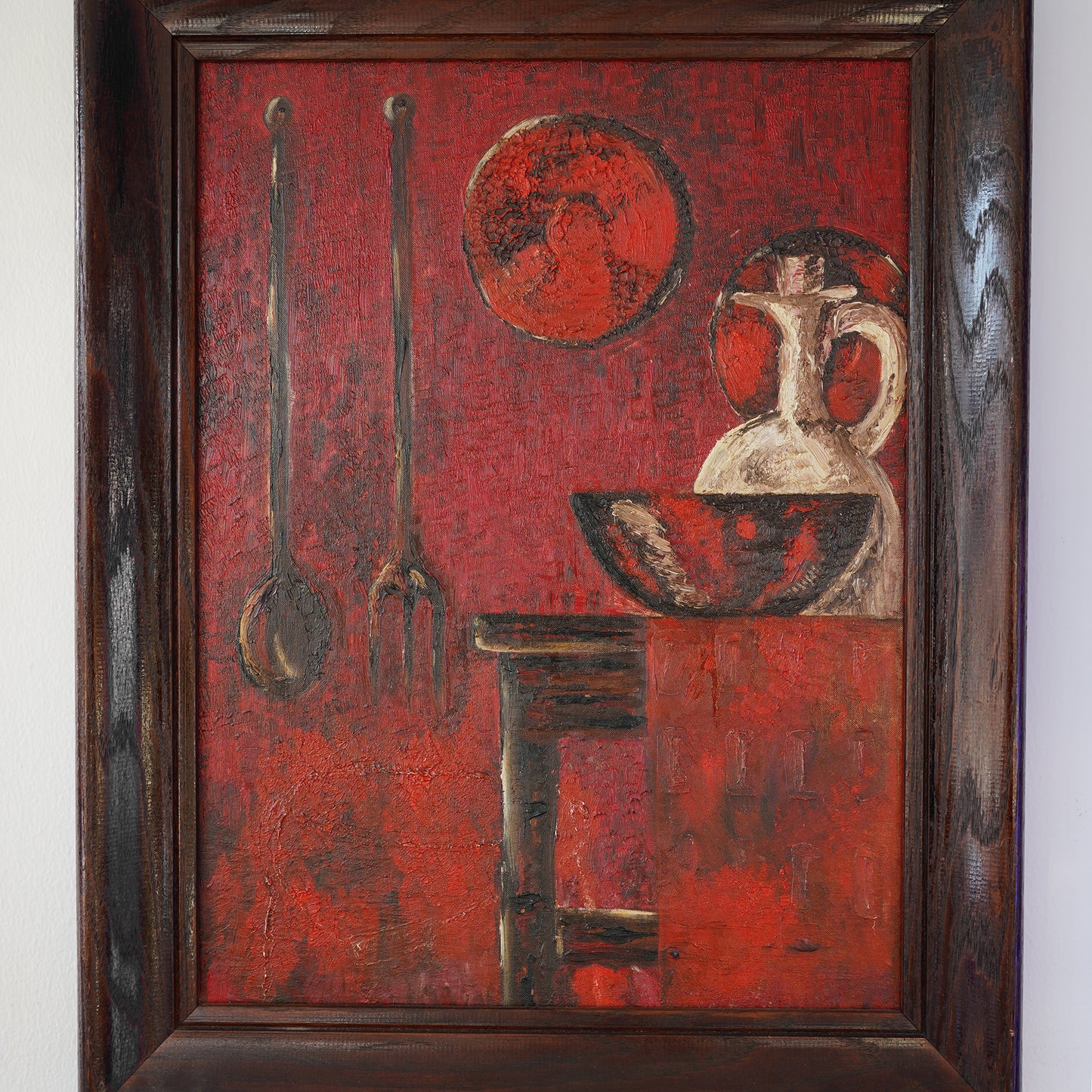 20th Century Vintage Primitive Still Life – Oil on Board