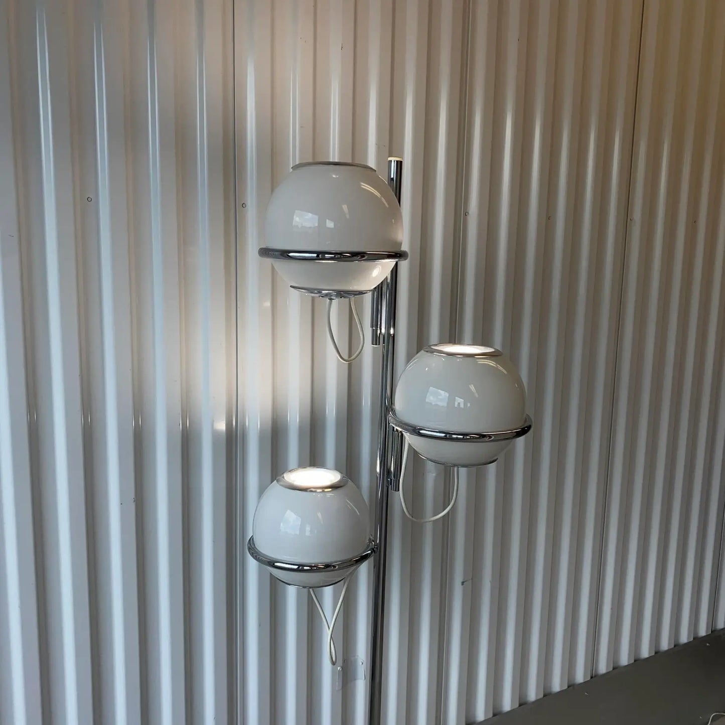 60s Reggiani Three Orb Chrome and Marble Floor Lamp