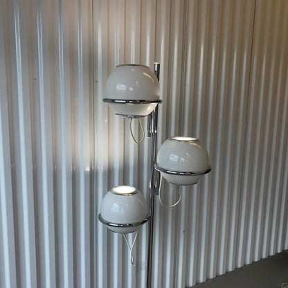 60s Reggiani Three Orb Chrome and Marble Floor Lamp