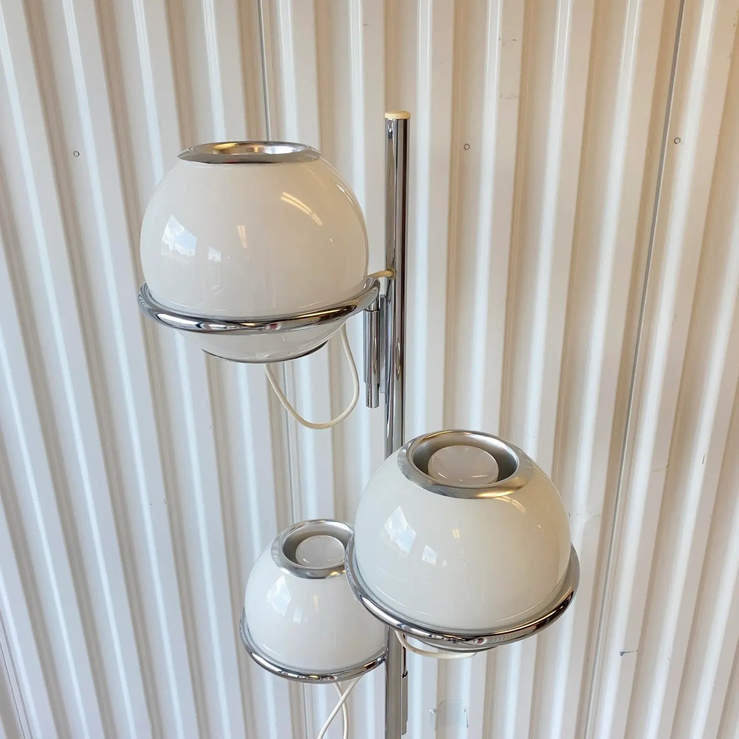 60s Reggiani Three Orb Chrome and Marble Floor Lamp