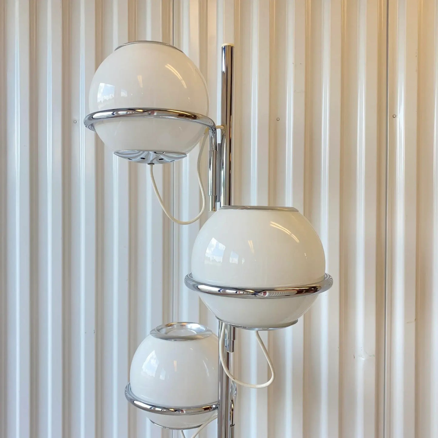60s Reggiani Three Orb Chrome and Marble Floor Lamp