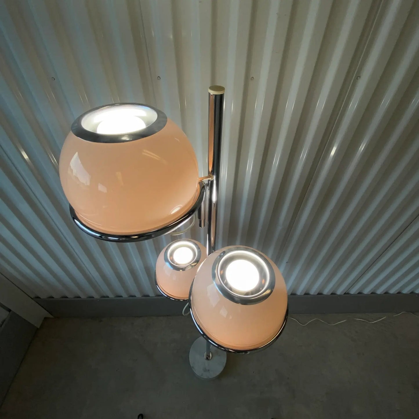 60s Reggiani Three Orb Chrome and Marble Floor Lamp