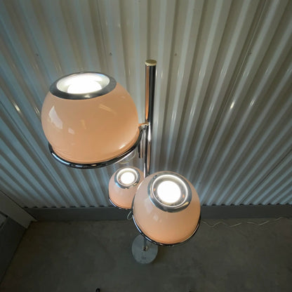 60s Reggiani Three Orb Chrome and Marble Floor Lamp