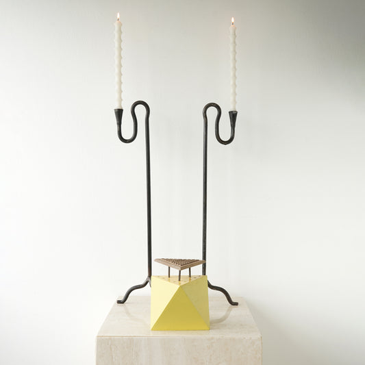 20th Century Hand-Forged Sculptural Candle Holders