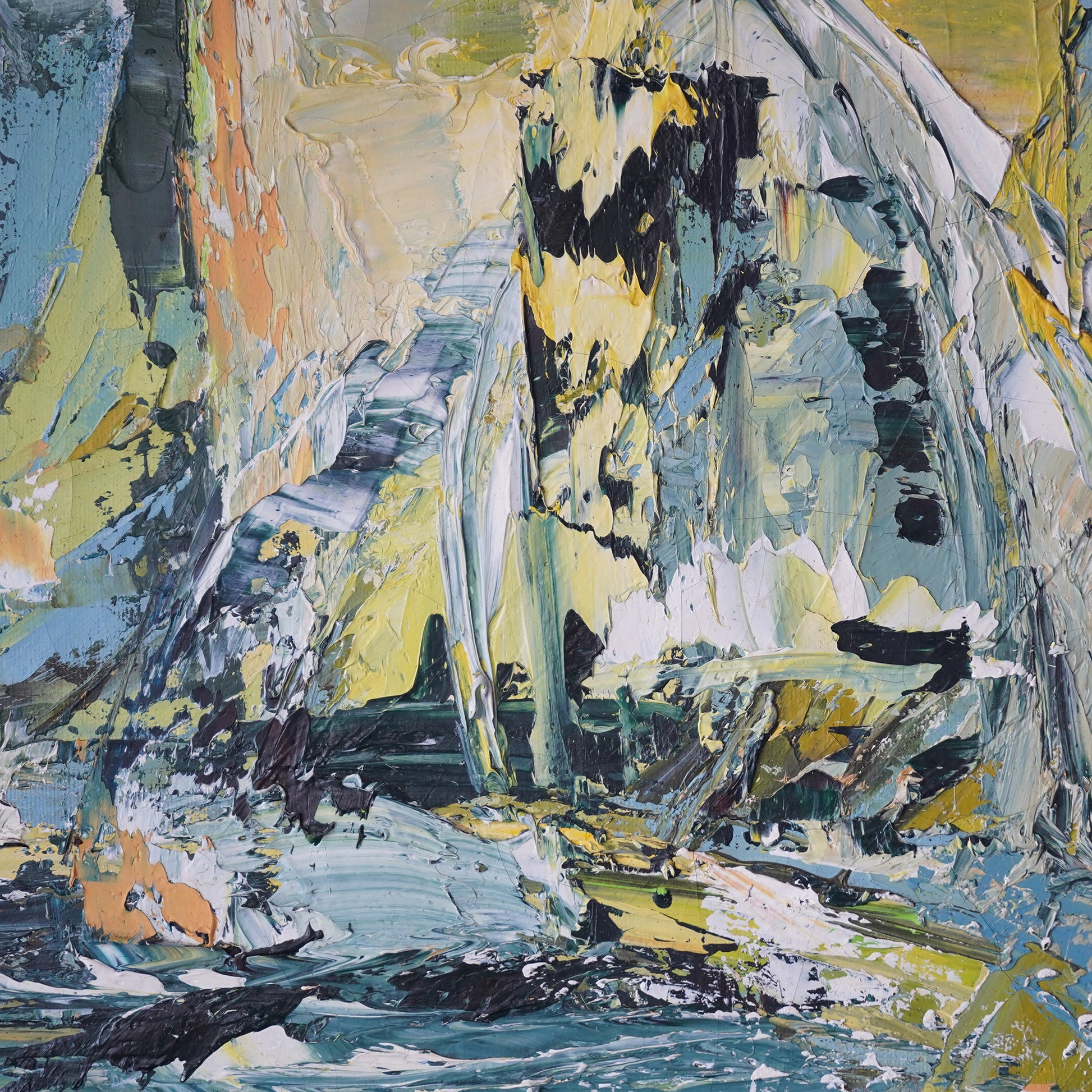 Leona Heluk (1932-2002) Mid-Century Abstract Expressionist Sailboat Oil Painting Original