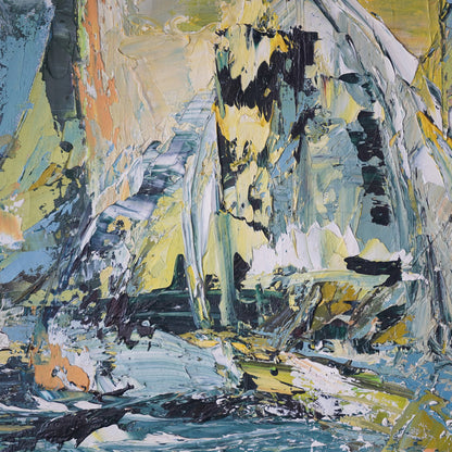 Leona Heluk (1932-2002) Mid-Century Abstract Expressionist Sailboat Oil Painting Original