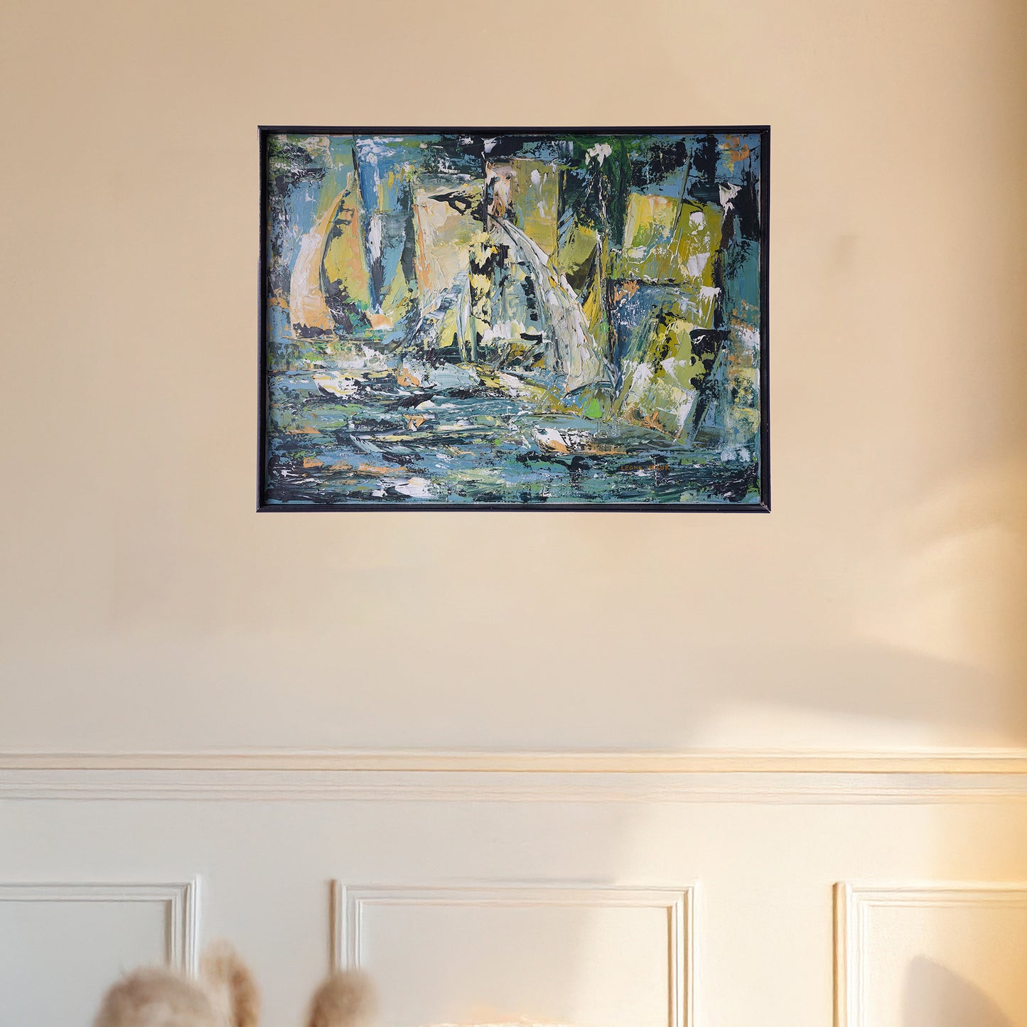 Leona Heluk (1932-2002) Mid-Century Abstract Expressionist Sailboat Oil Painting Original