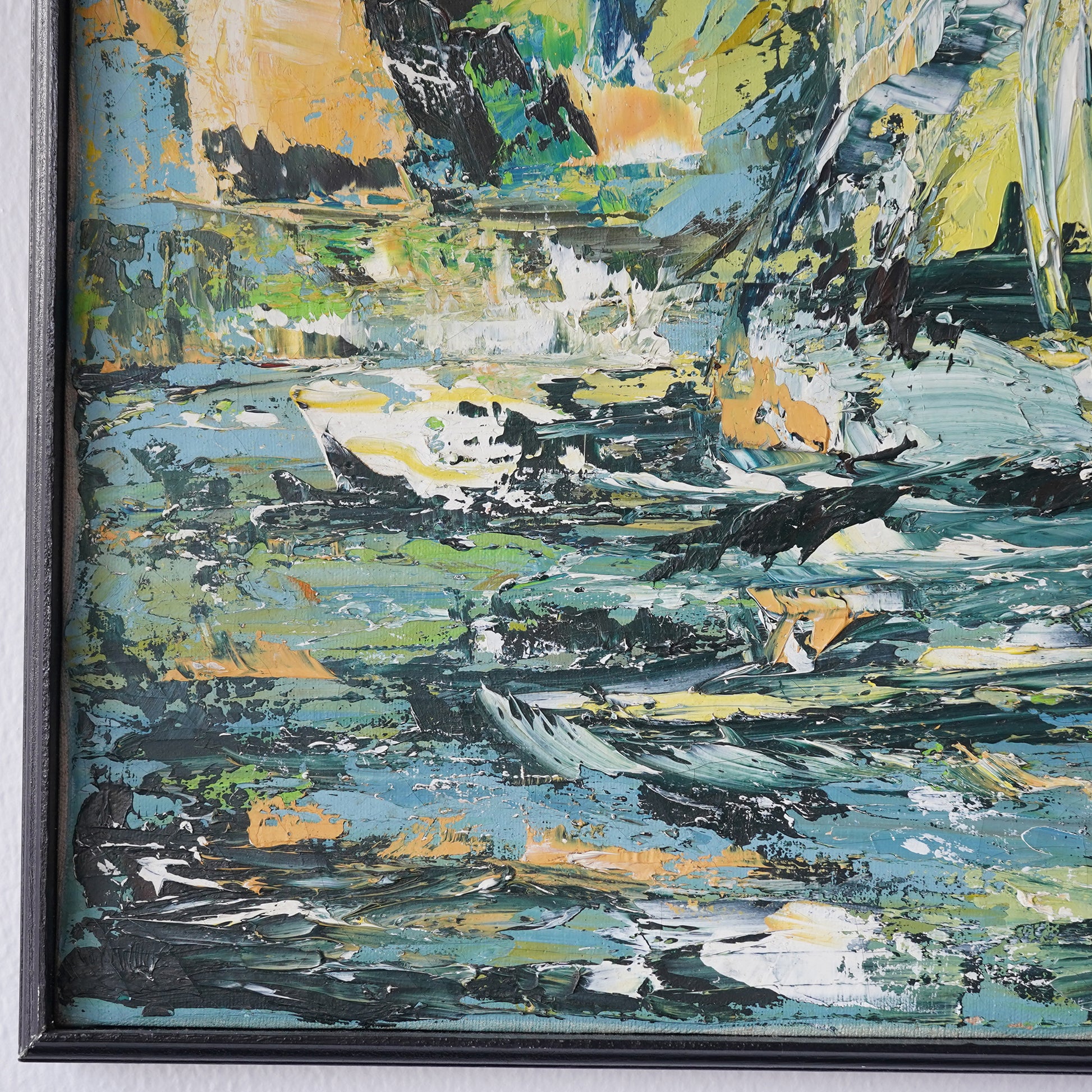 Leona Heluk (1932-2002) Mid-Century Abstract Expressionist Sailboat Oil Painting Original