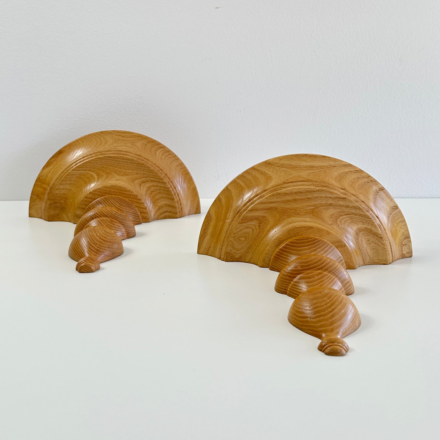 Vintage Carved Oak Wood Wall Shelf Sconces- A Pair