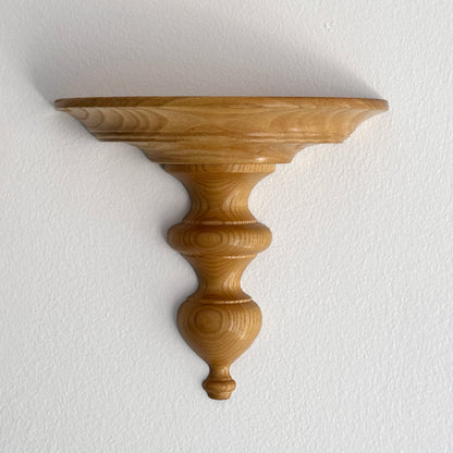 Vintage Carved Oak Wood Wall Shelf Sconces- A Pair