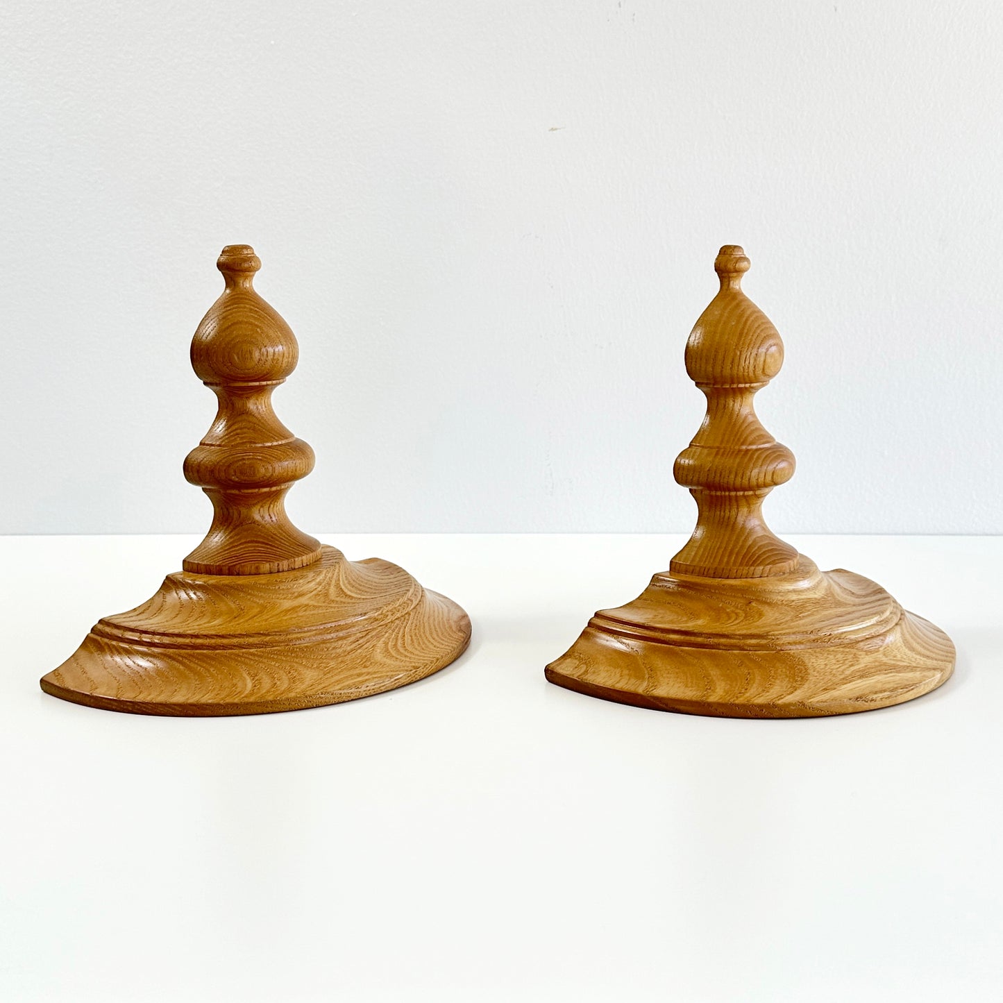 Vintage Carved Oak Wood Wall Shelf Sconces- A Pair
