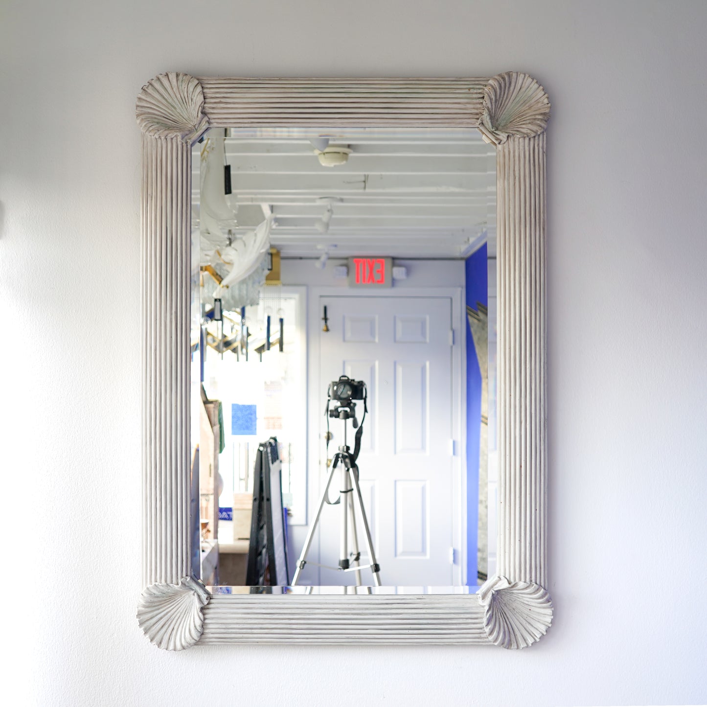 Vintage Pencil Reed Bamboo Shell Mirror