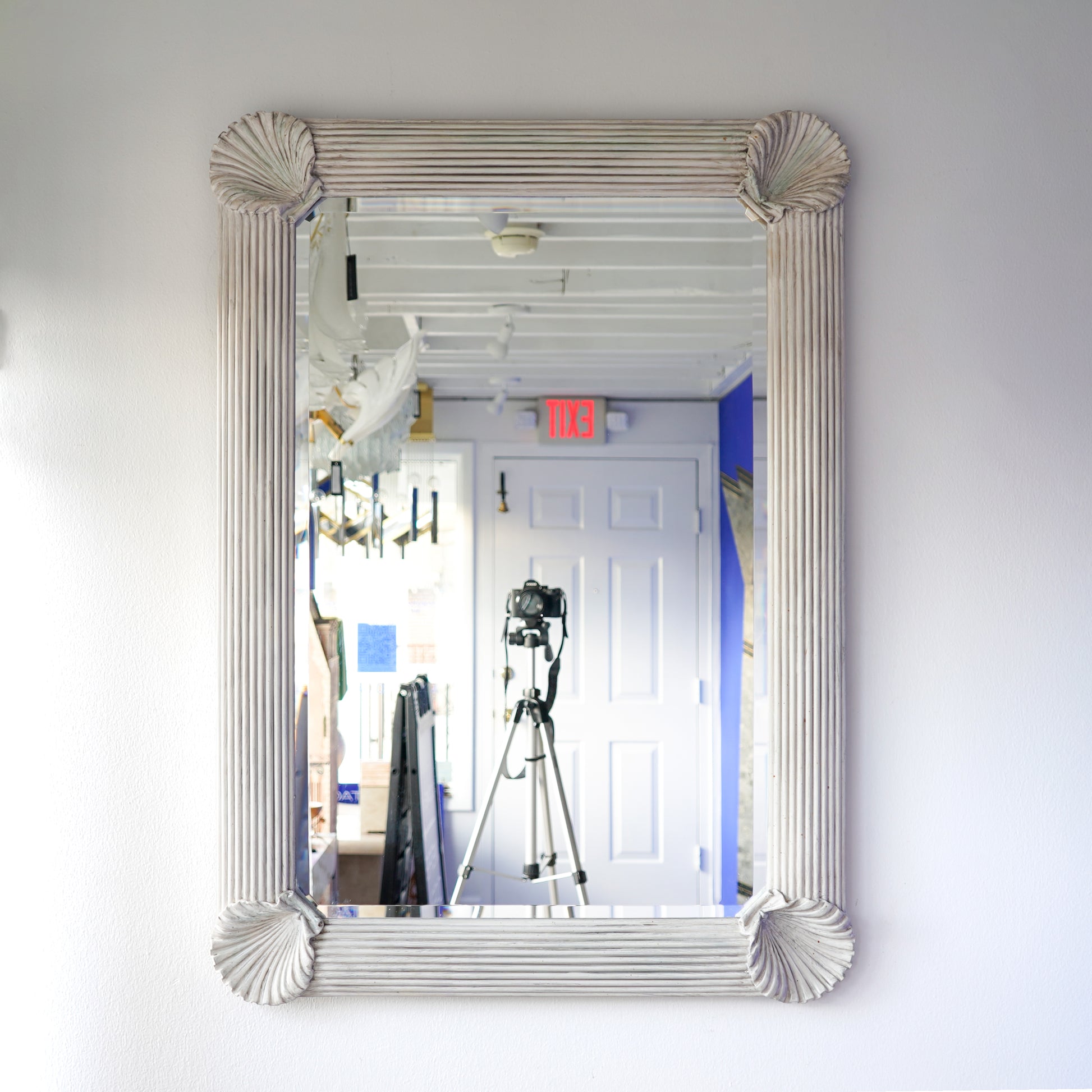 Vintage Pencil Reed Bamboo Shell Mirror