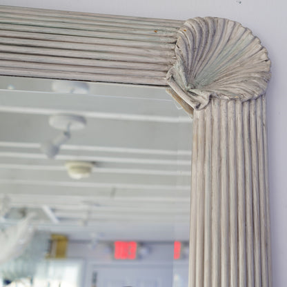 Vintage Pencil Reed Bamboo Shell Mirror