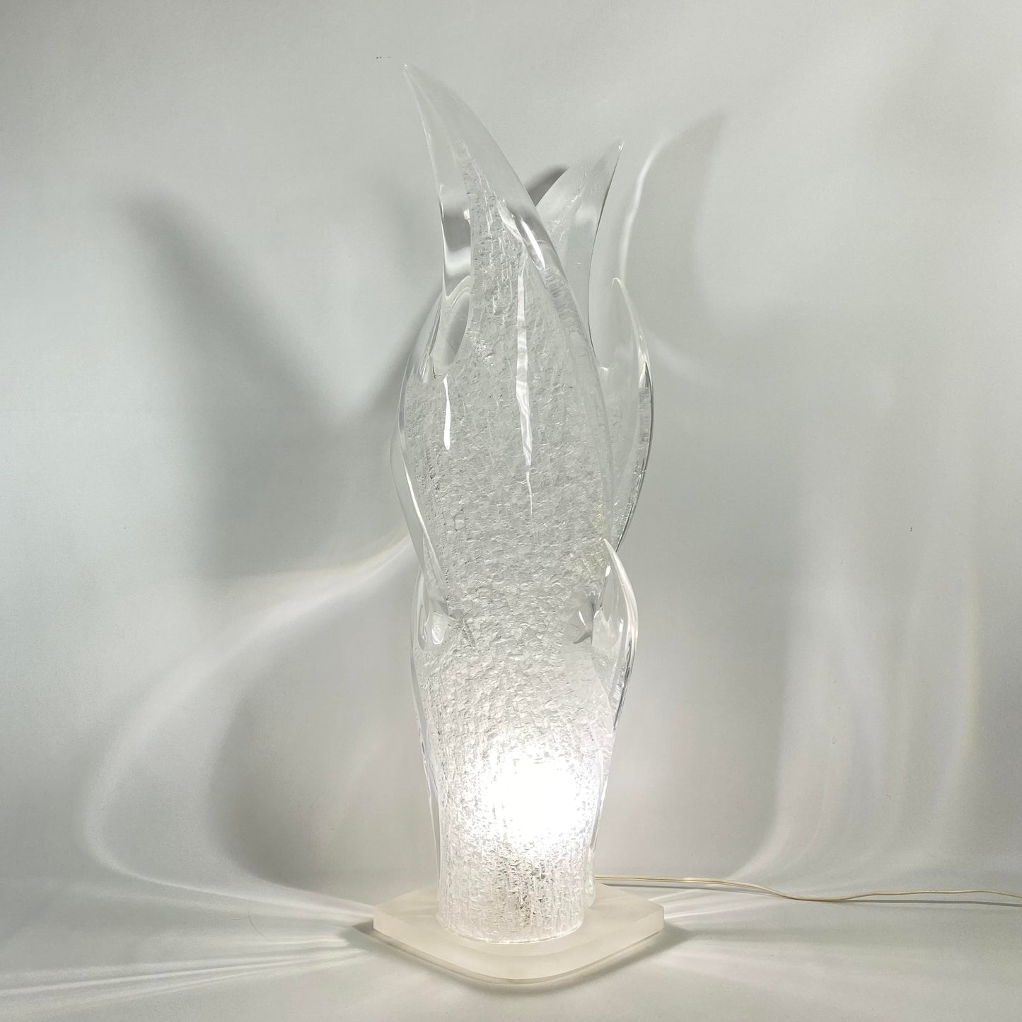 Shlomi Haziza Acrylic Lucite Flame Sculpture Table Lamp