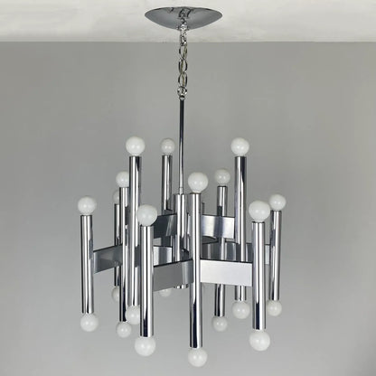 Robert Sonneman 24 Bulb Chrome Chandelier, 1970s