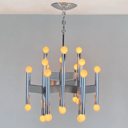 Robert Sonneman 24 Bulb Chrome Chandelier, 1970s
