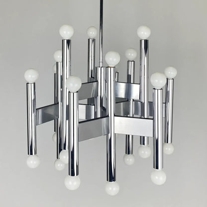Robert Sonneman 24 Bulb Chrome Chandelier, 1970s