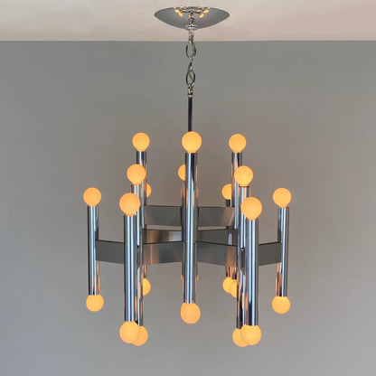 Robert Sonneman 24 Bulb Chrome Chandelier, 1970s