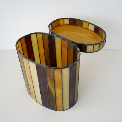 Mid 20th Century Vintage Striped Stain Glass Keepsake Box