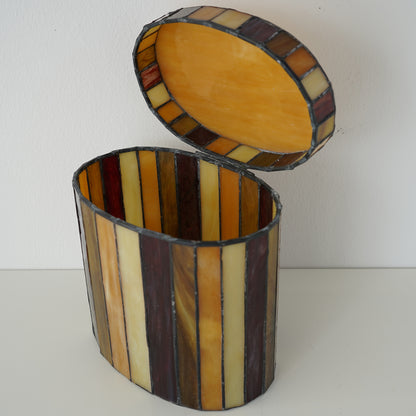 Mid 20th Century Vintage Striped Stain Glass Keepsake Box