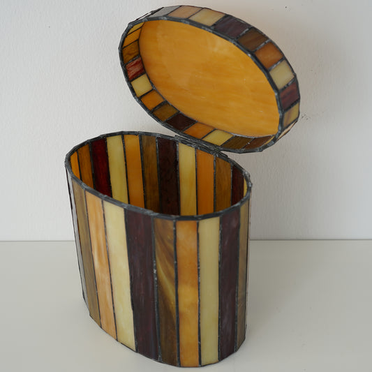Mid 20th Century Vintage Striped Stain Glass Keepsake Box
