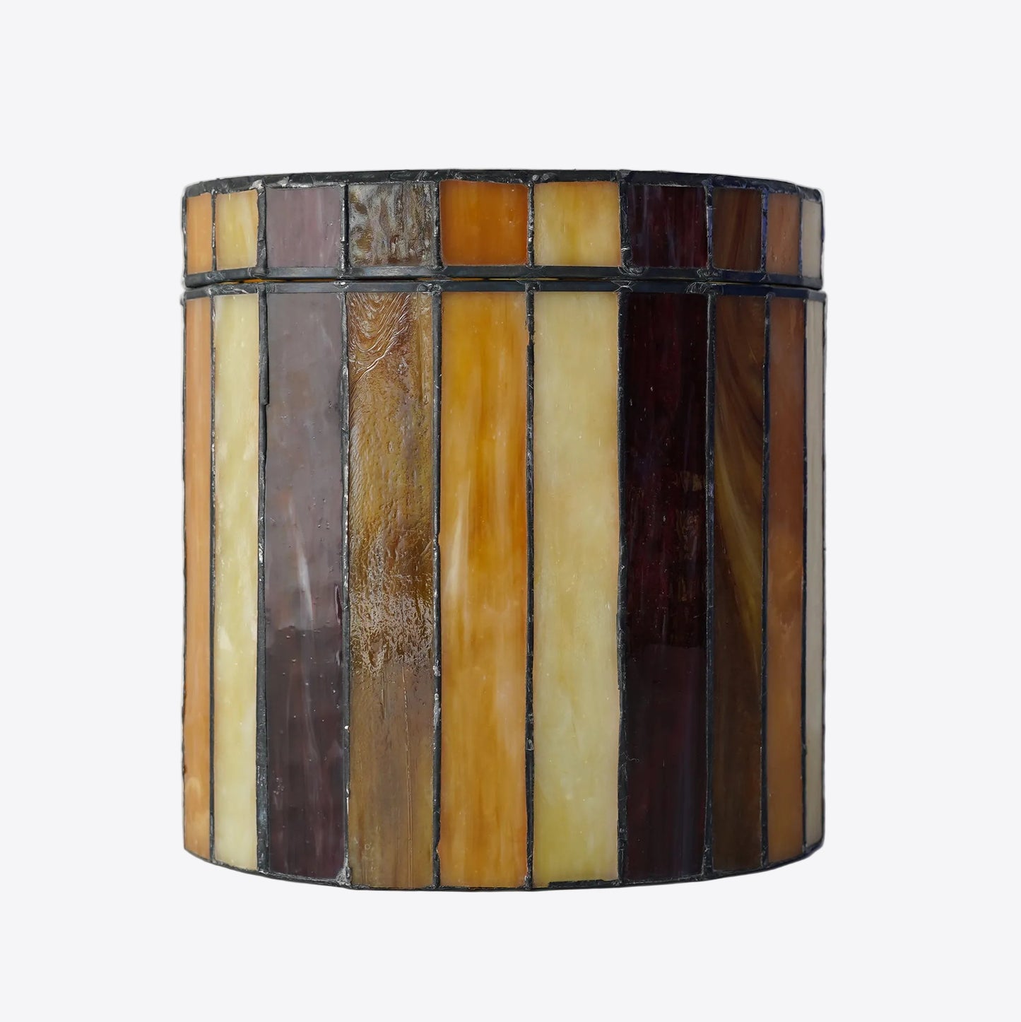 Mid 20th Century Vintage Striped Stain Glass Keepsake Box