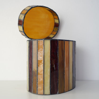 Mid 20th Century Vintage Striped Stain Glass Keepsake Box