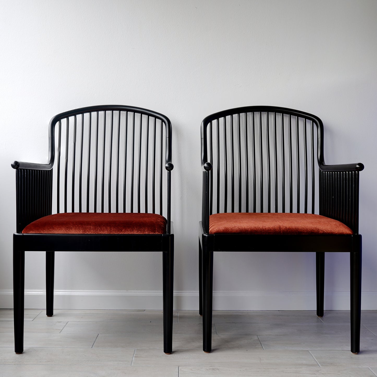 Vintage Stendig "Andover" Pair of Arm Chairs in Copper Rust Velvet