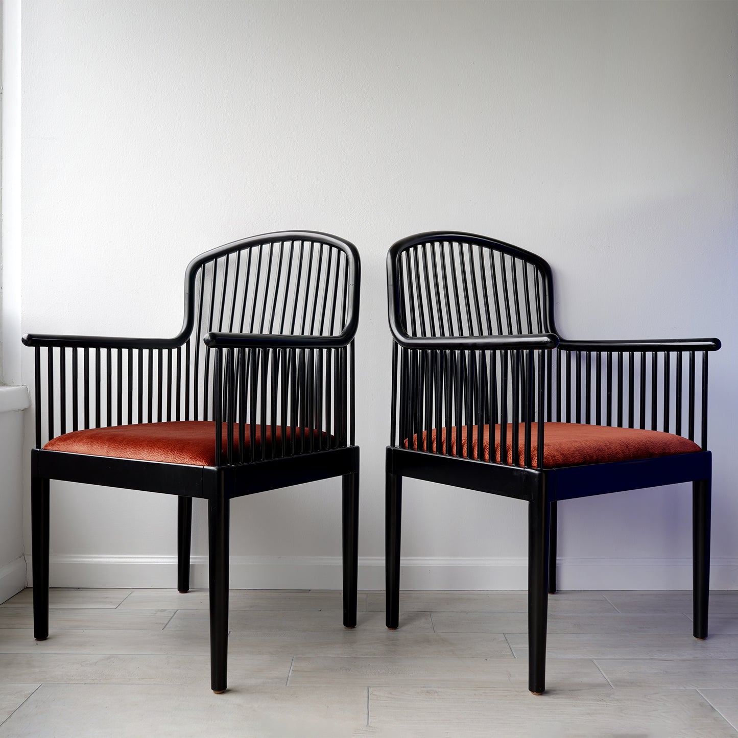 Vintage Stendig "Andover" Pair of Arm Chairs in Copper Rust Velvet