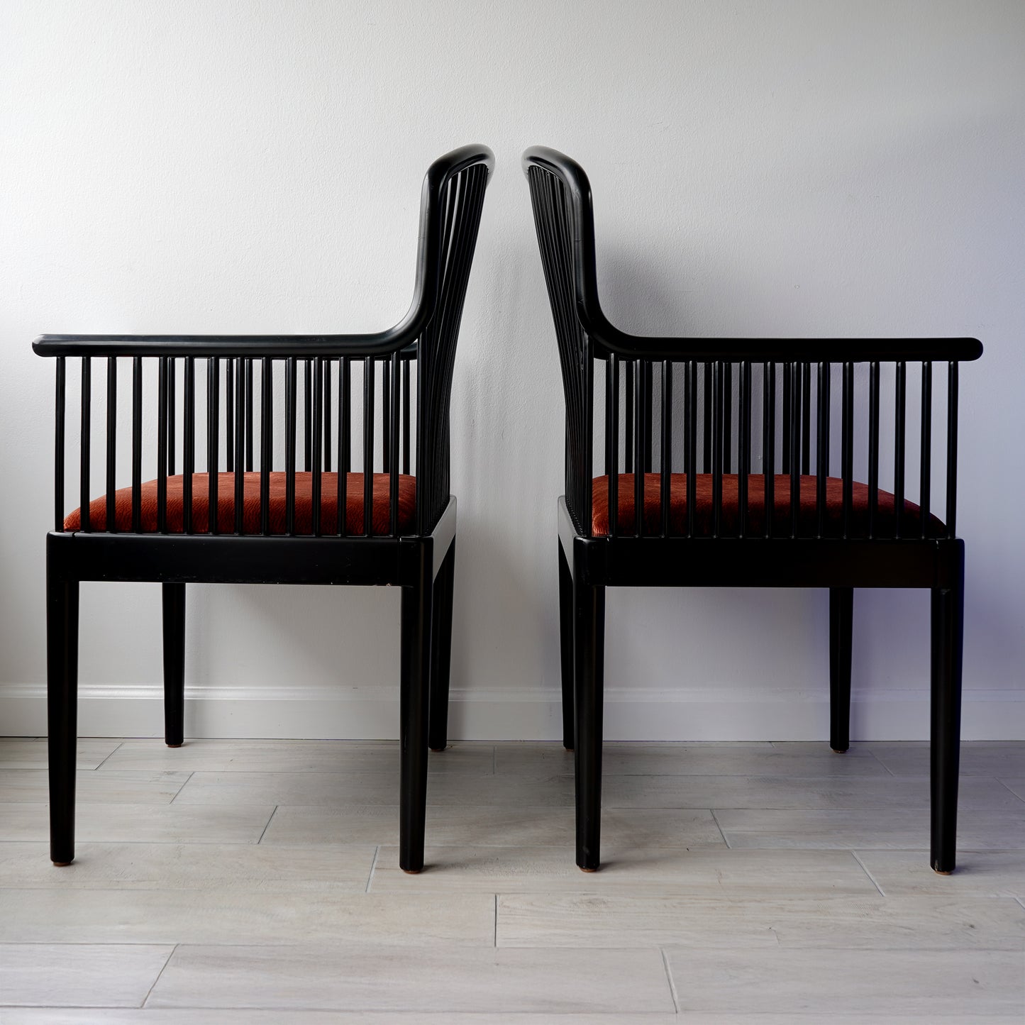 Vintage Stendig "Andover" Pair of Arm Chairs in Copper Rust Velvet