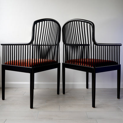 Vintage Stendig "Andover" Pair of Arm Chairs in Copper Rust Velvet
