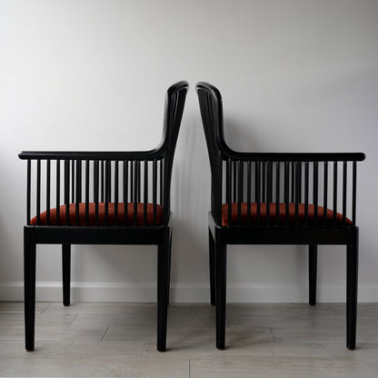 Vintage Stendig "Andover" Pair of Arm Chairs in Copper Rust Velvet