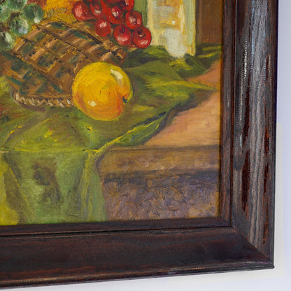 20th Century Vintage Primitive Still Life – Oil on Board