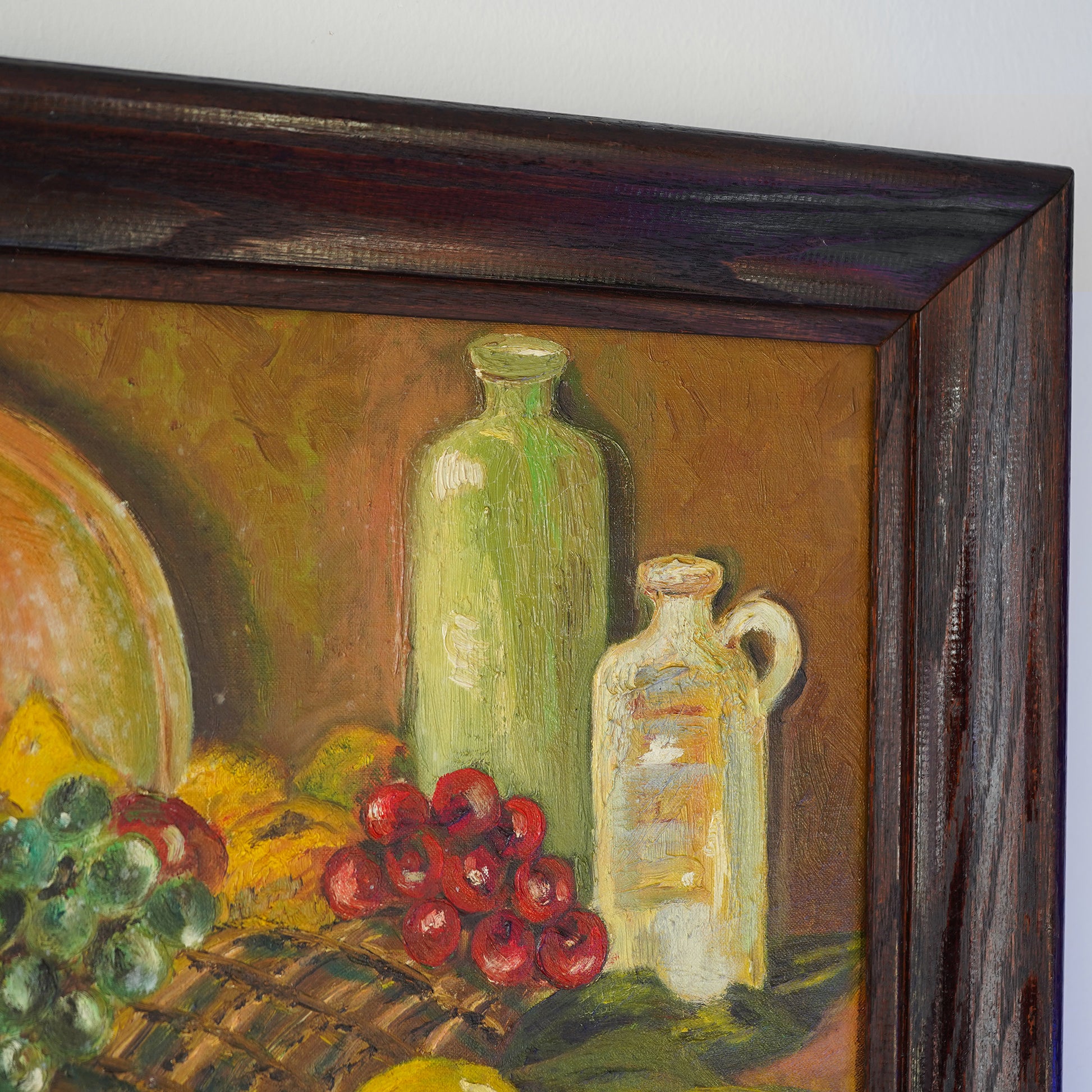20th Century Vintage Primitive Still Life – Oil on Board