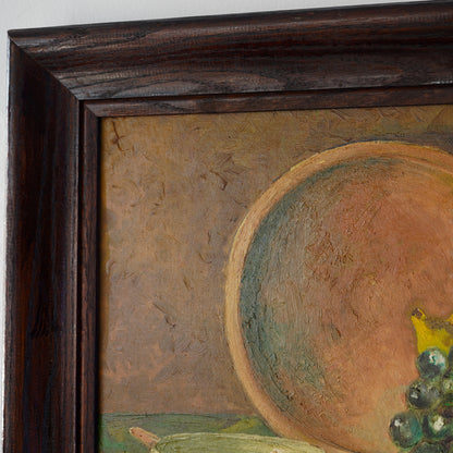 20th Century Vintage Primitive Still Life – Oil on Board