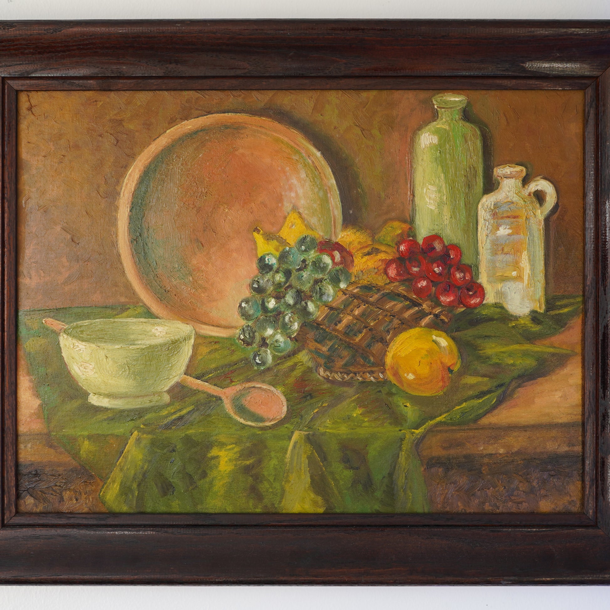 20th Century Vintage Primitive Still Life – Oil on Board