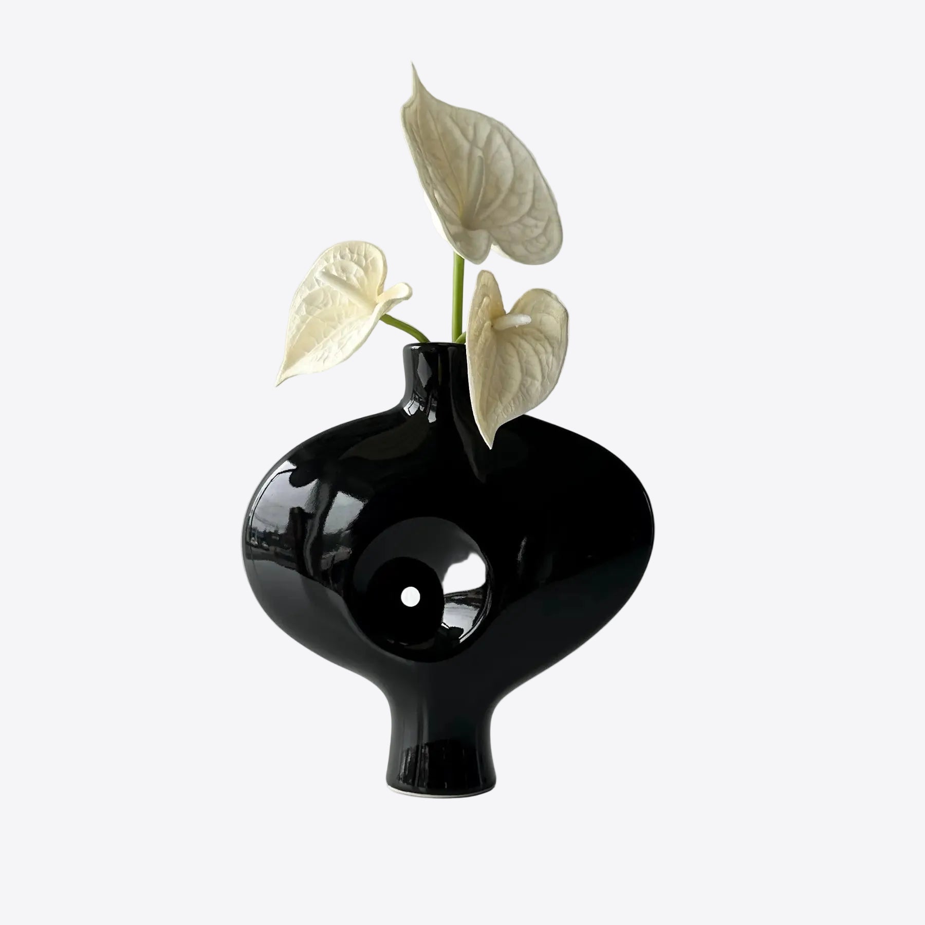 Vintage Toyo Black Ceramic Abstract Nude Ikebana Vase