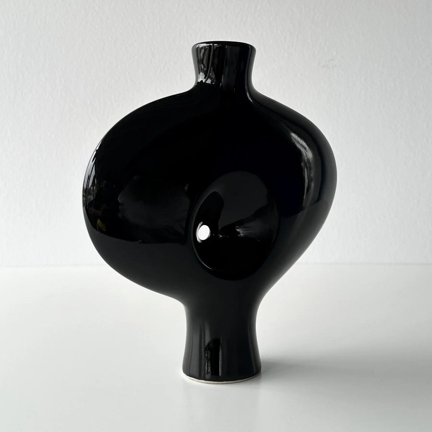 Vintage Toyo Black Ceramic Abstract Nude Ikebana Vase