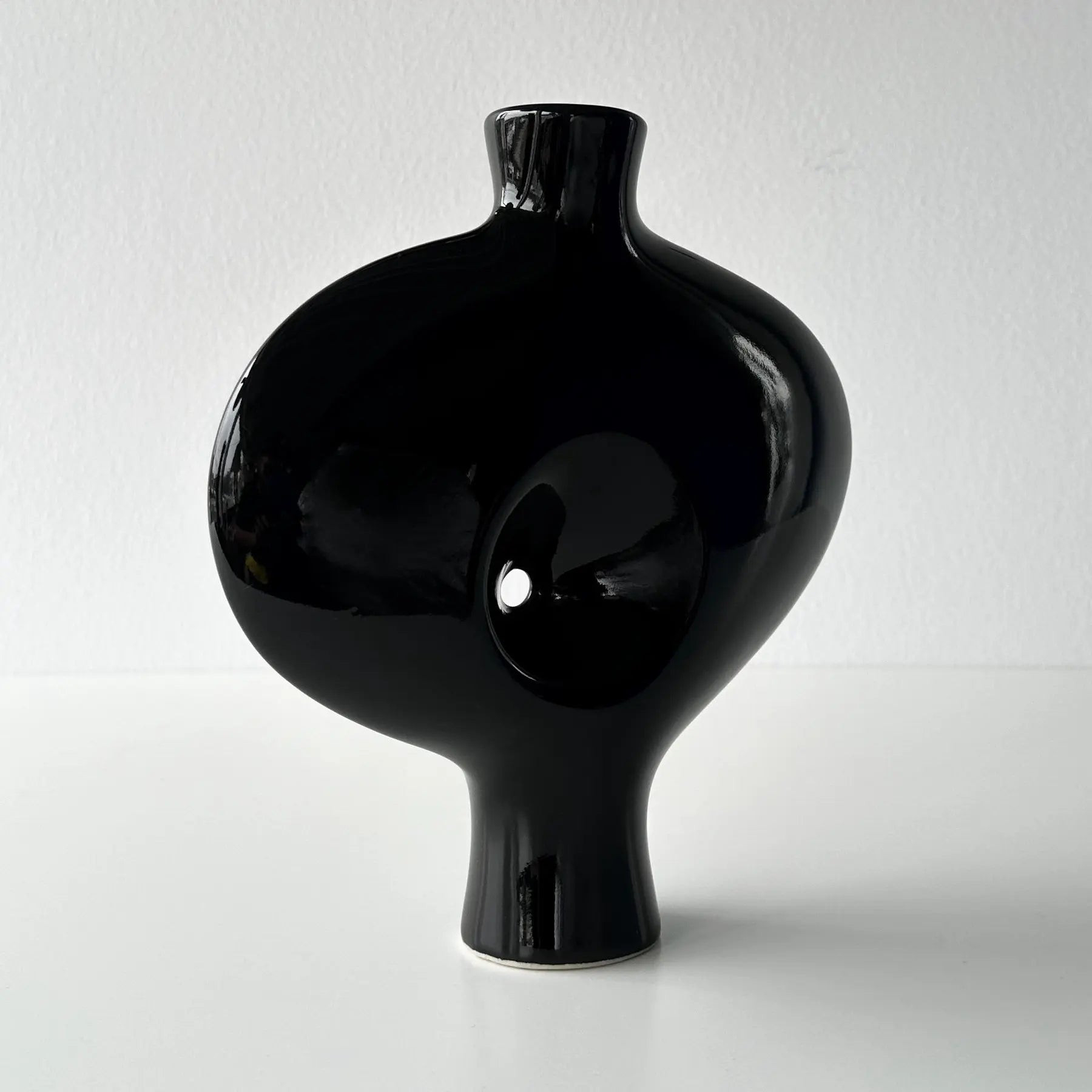 Vintage Toyo Black Ceramic Abstract Nude Ikebana Vase