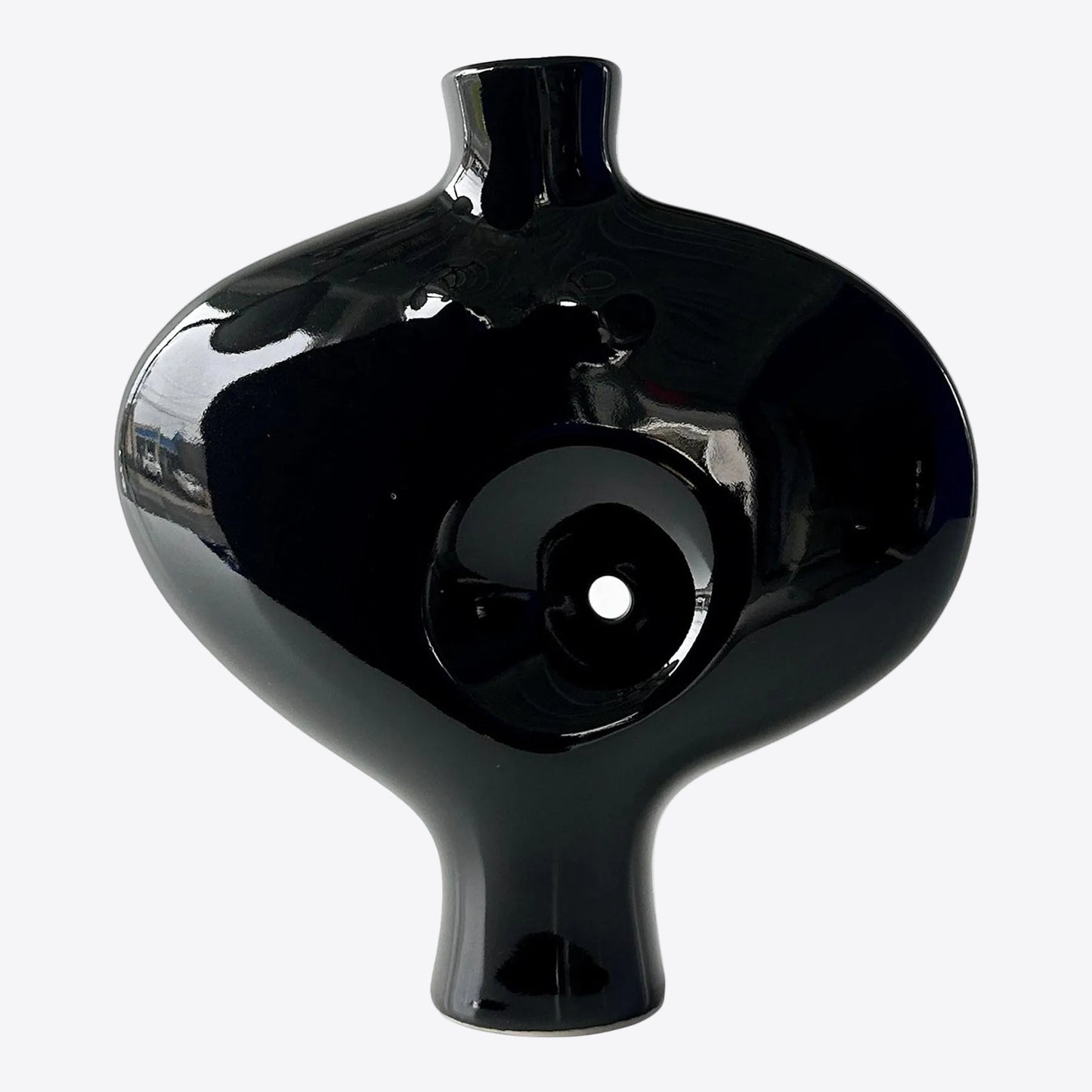 Vintage Toyo Black Ceramic Abstract Nude Ikebana Vase