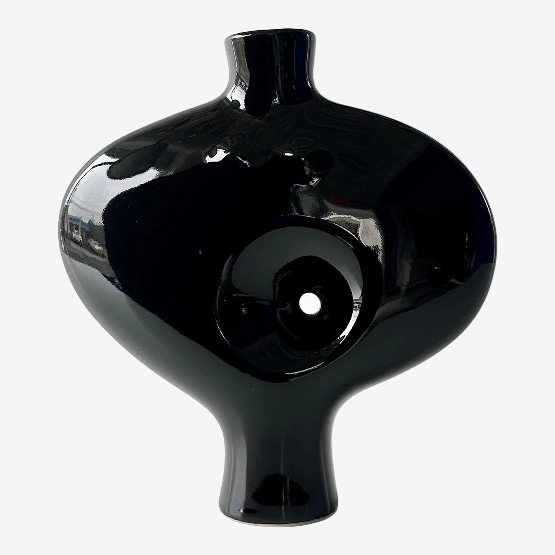 Vintage Toyo Black Ceramic Abstract Nude Ikebana Vase
