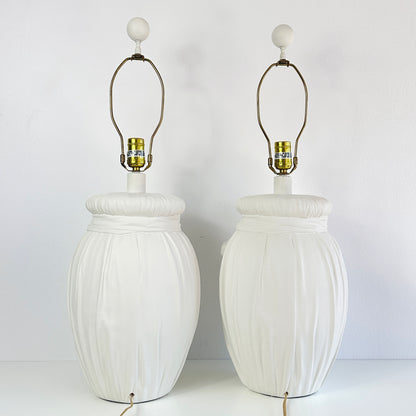 John Dickinson Style Mid 20th Century Plaster Trompe l'œil Bow Lamps