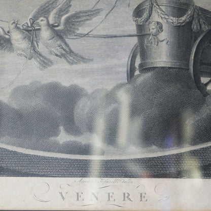 Late 18th–Early 19th Century Neoclassical “Venere” Venus Engraving After Raphael – Tofanelli & Bertigneni