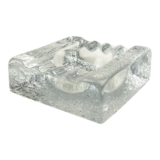 Blenko Cigar Clear Glass Block Ashtray/Catchall