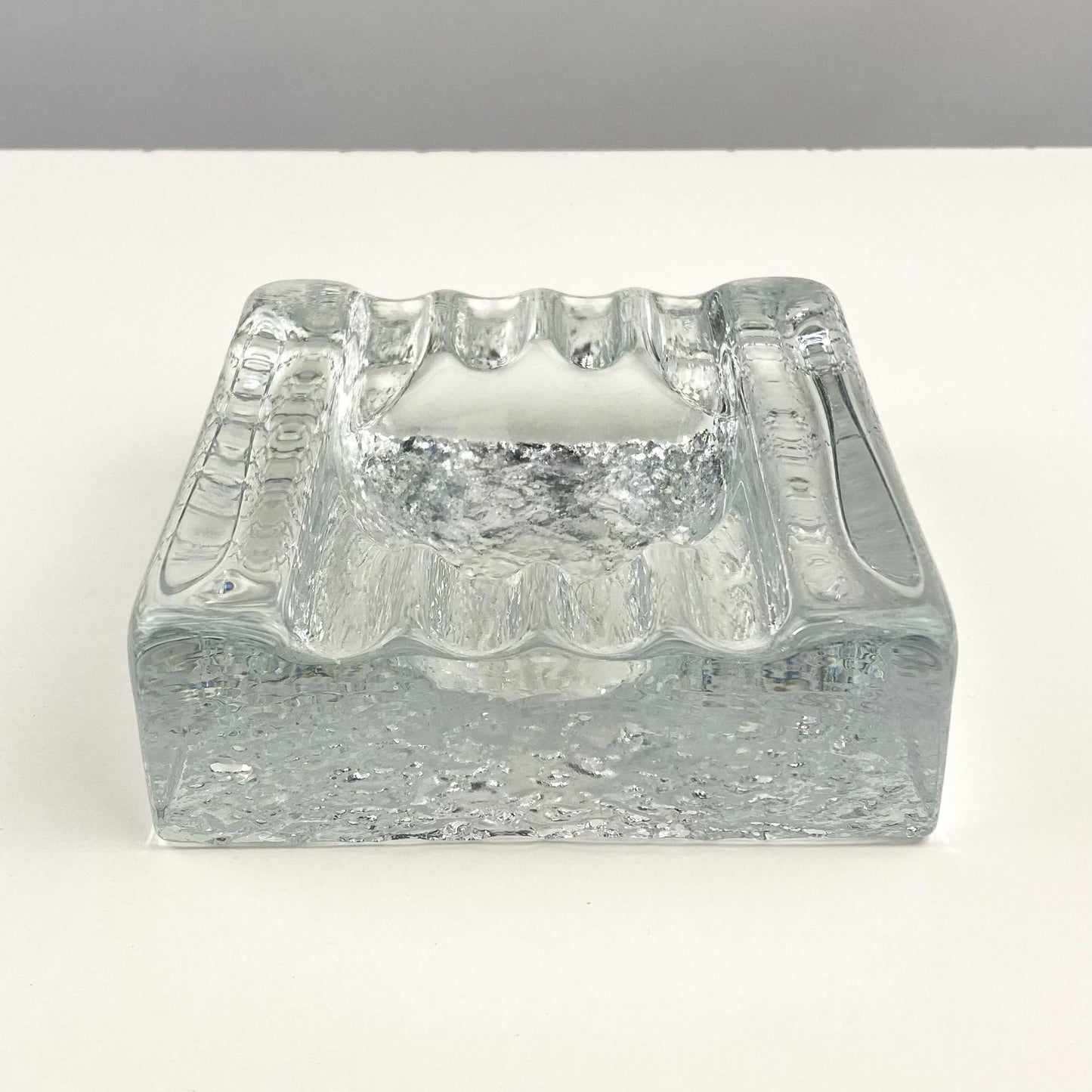 Blenko Cigar Clear Glass Block Ashtray/Catchall